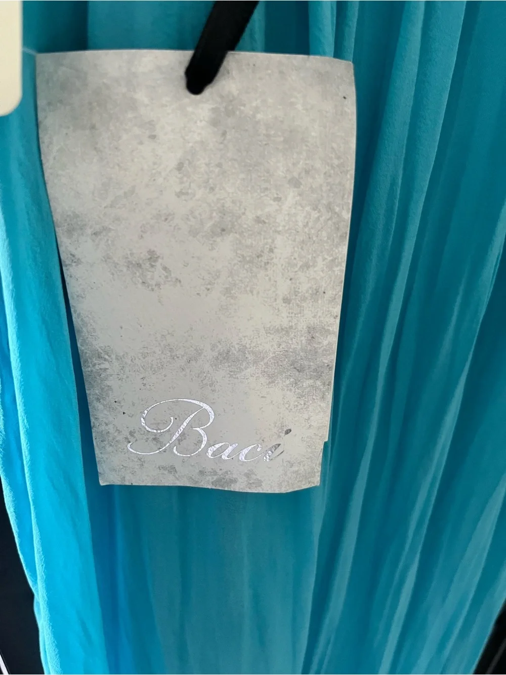 Women's Turquoise Maxi Dress - Sleeveless Flowing Slip Dress - Picture 2 of 3